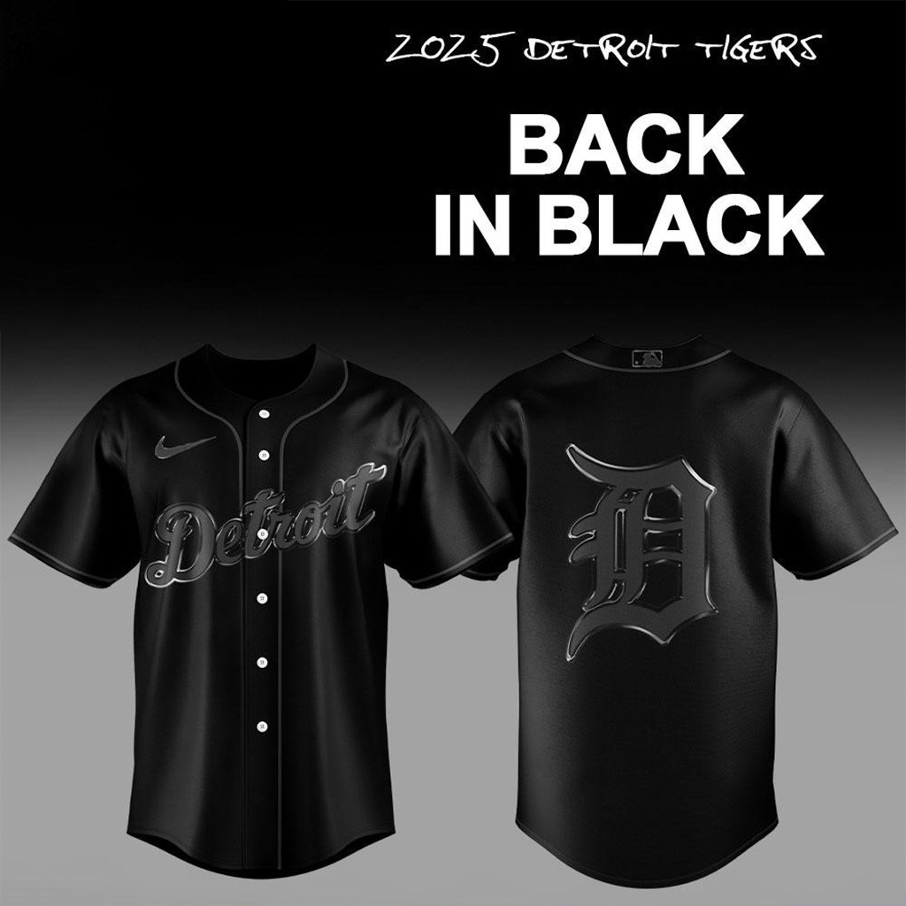 Detroit Tigers Back In Black Limited Edition Baseball Jersey Detroit Tigers Merch Fans Gifts