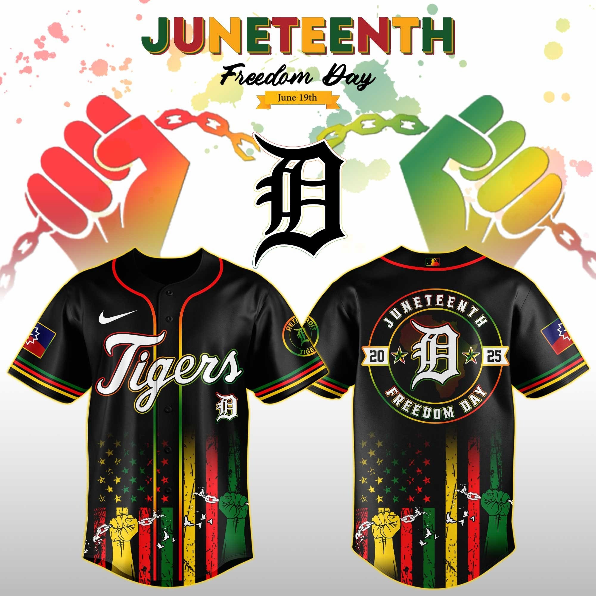 Detroit Tigers Juneteenth Day 2025 Special Jersey Detroit Tigers Merch Fathers Day Presents