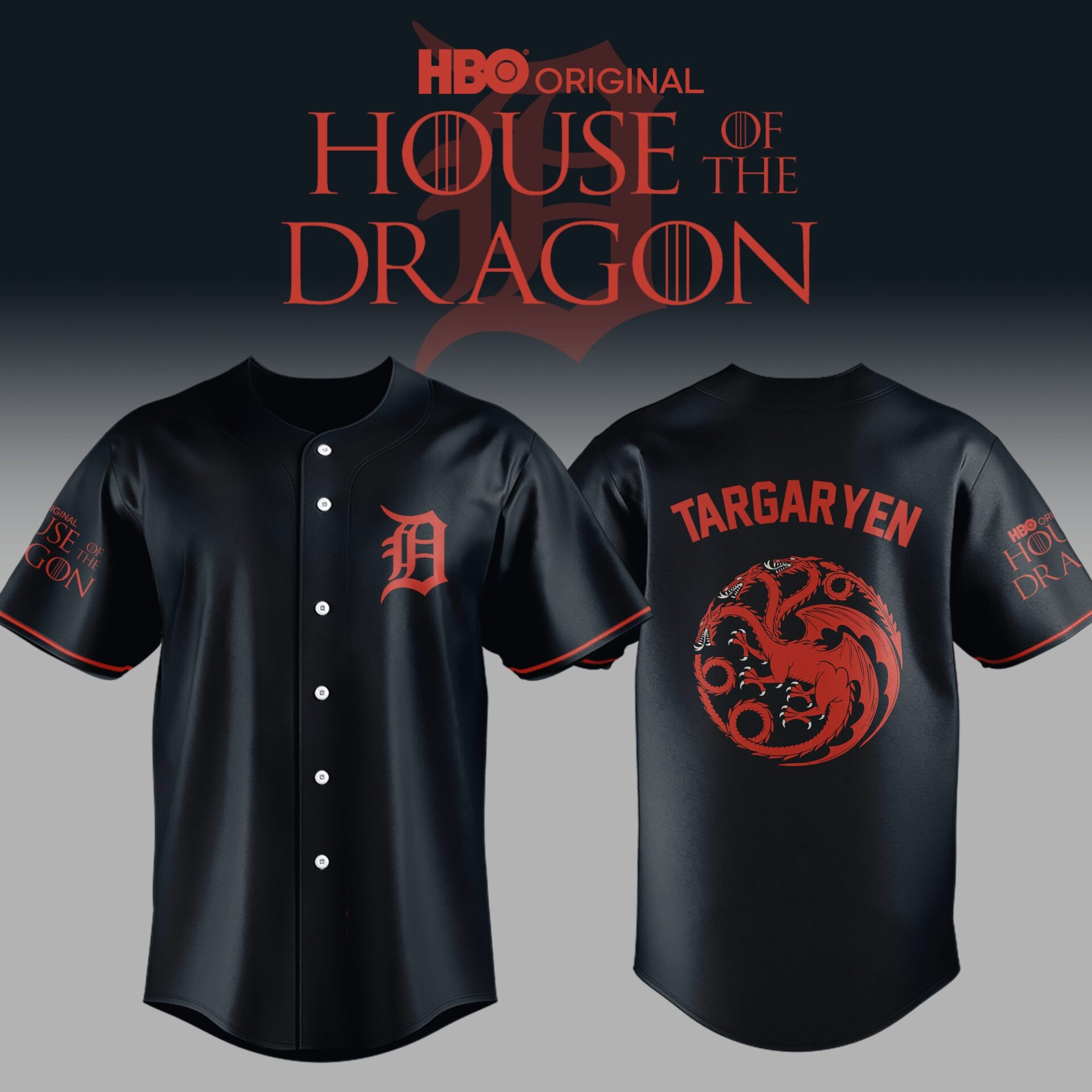 Detroit Tigers Mlb 2024 House Of The Dragon Black Jersey Best Gifts For Baseball Fans