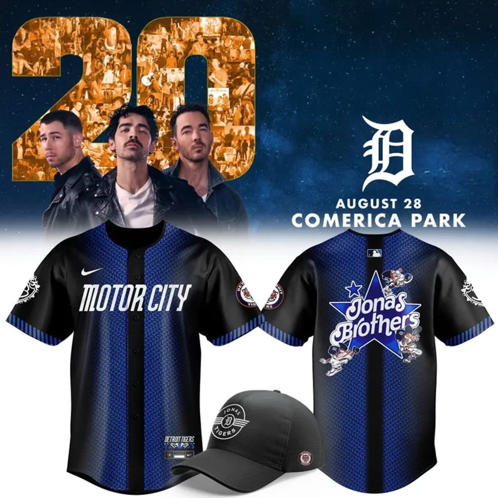 Detroit Tigers x Jonas Brothers Jonas20 Living the Dream Tour Jersey Best Father's Day Gifts