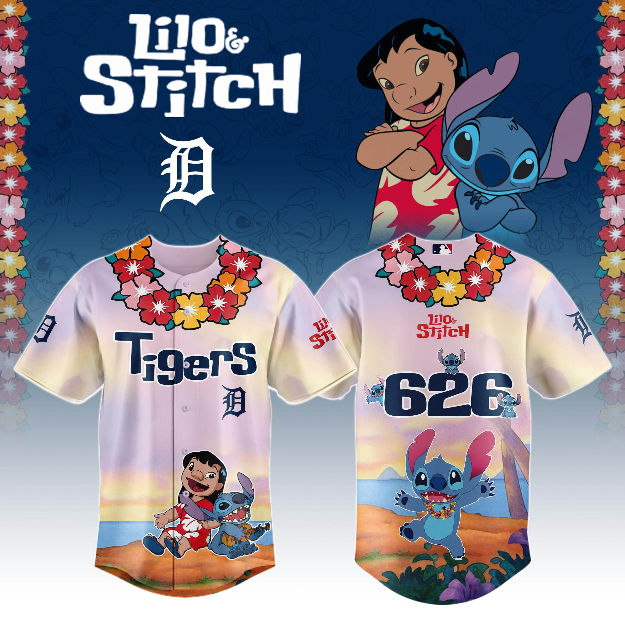 Detroit Tigers x Lilo And Stitch Special Edition Jersey 2025 Detroit Tigers Merch Dad Gifts