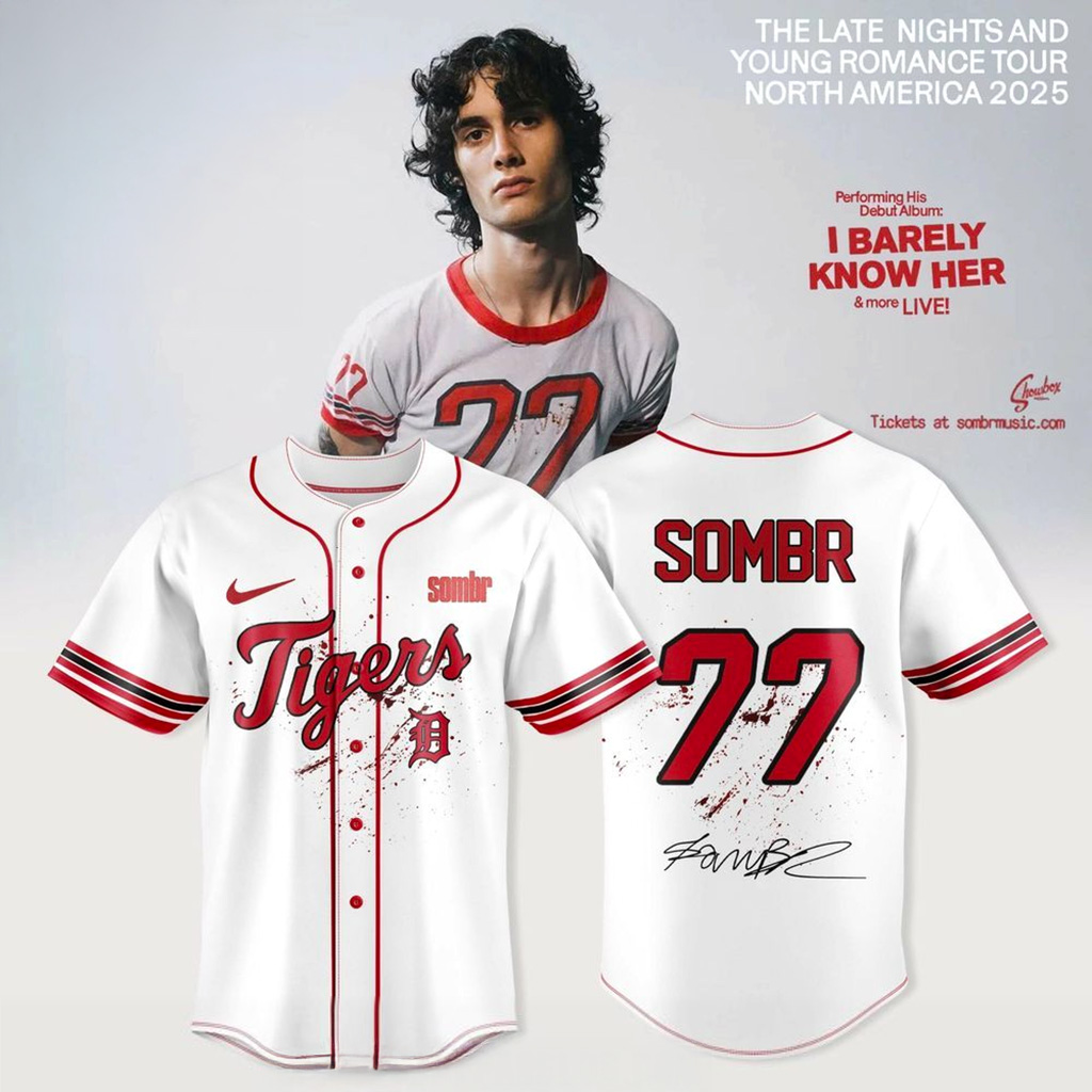 Detroit Tigers X Sombr The Late Nights Young Romance Tour Jersey Detroit Tigers Merch_