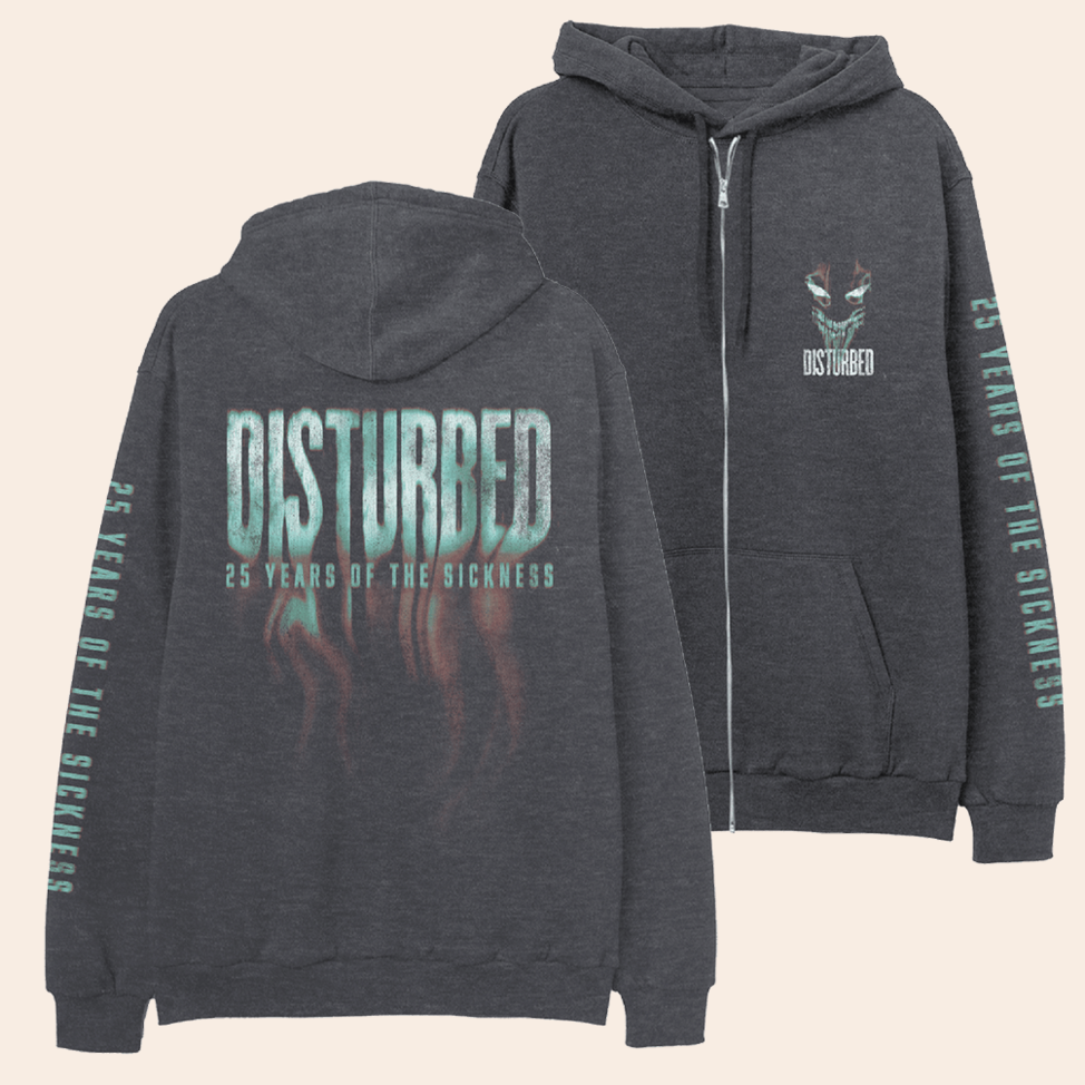 Disturbed The Sickness 25 Years Anniversary Zip-Up Hoodie Disturbed Merch Father's Day Gifts