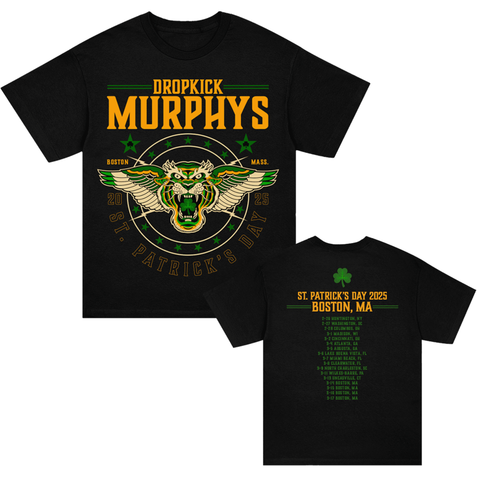 Dropkick Murphys Merch Dropkick Murphys St. Patrick's Day 2025 Tiger Tour T-Shirt Fans Gfts