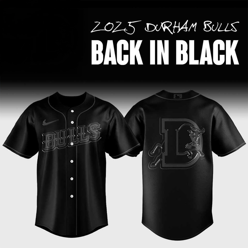 Durham Bulls Back In Black Baseball Jersey Durham Bulls Merch Baseball Team Gift Ideas