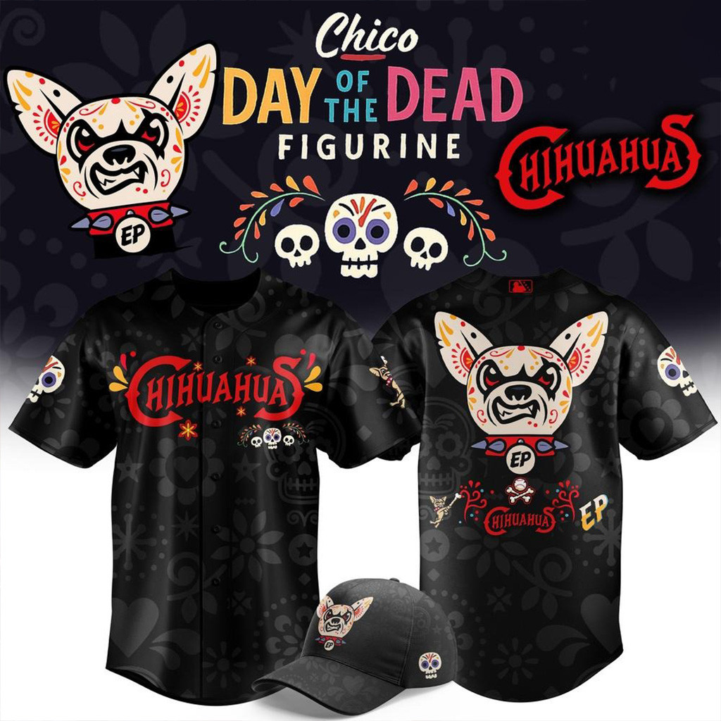 El Paso Chihuahuas Dia De Los Muertos Baseball Jersey Chihuahuas Merch Gifts For Fans