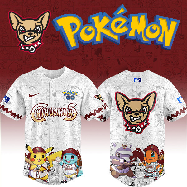 El Paso Chihuahuas Milb X Pokemon Night Baseball Jersey For Fans
