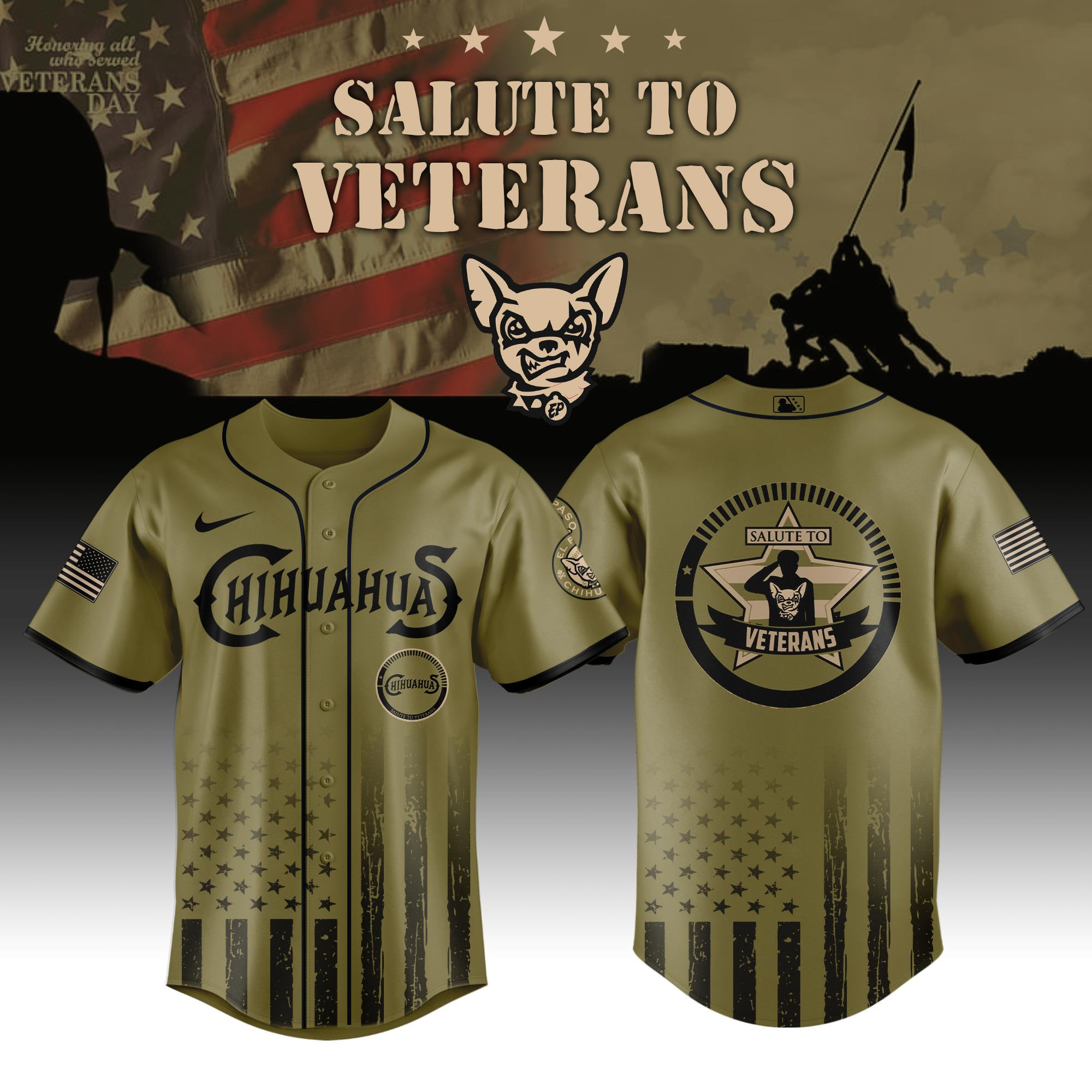 El Paso Chihuahuas Milb X Salute To Veterans Baseball Jersey For Fans