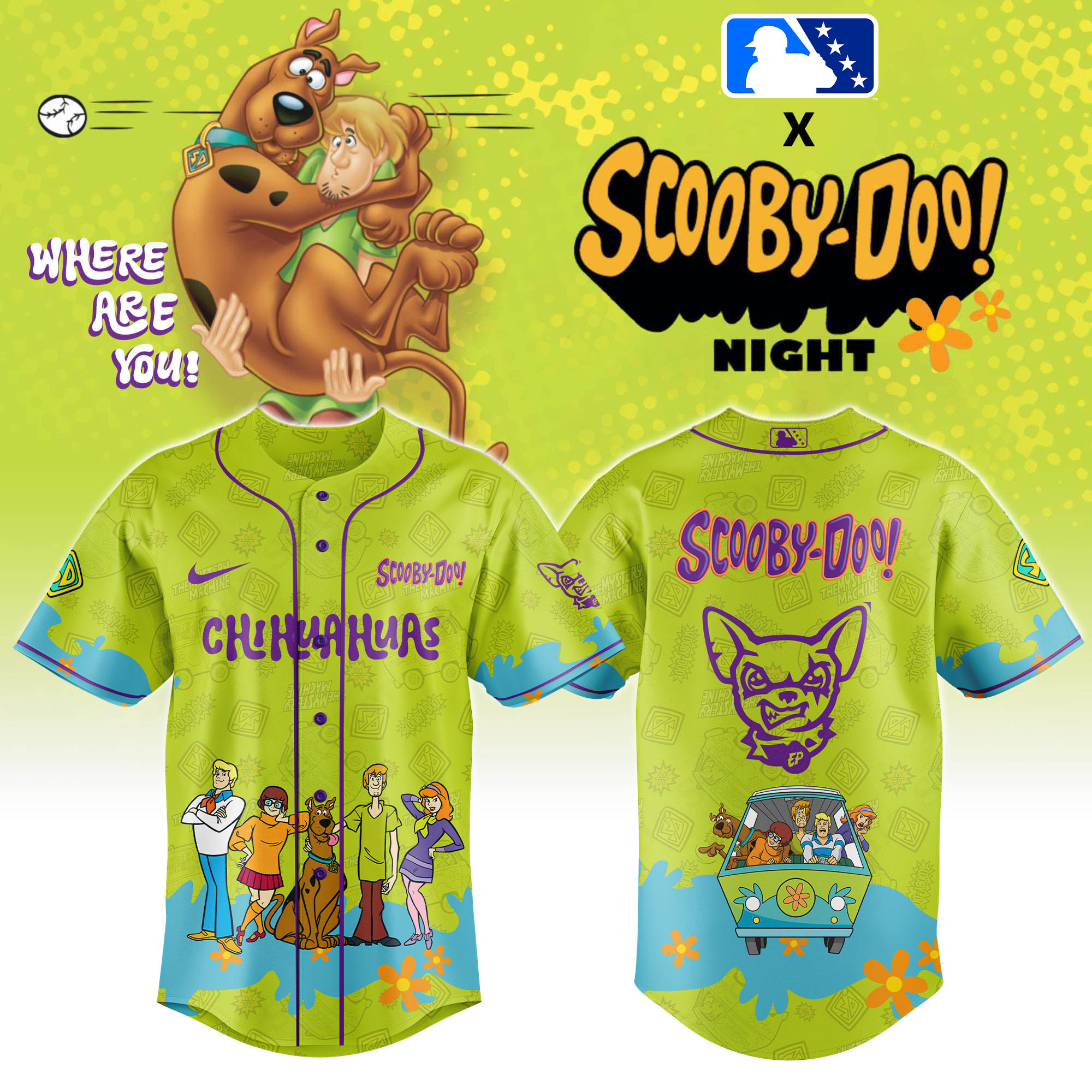 El Paso Chihuahuas Milb X Scoobydoo Night Baseball Jersey For Fans