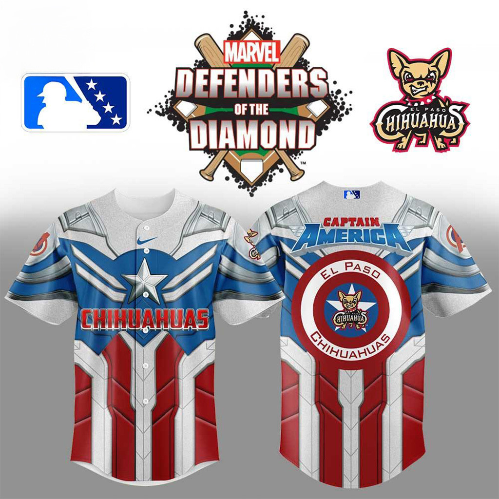El Paso Chihuahuas X Marvel Defenders Of The Diamond Baseball Jersey Chihuahuas Merch For Fan