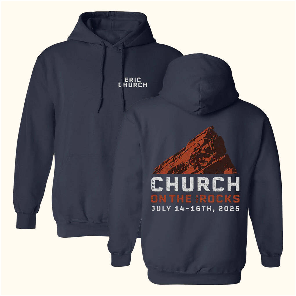 Eric Church Merch Red Rocks Event Hoodie Navy Gifts For Dad Birthday Gifts For Friends
