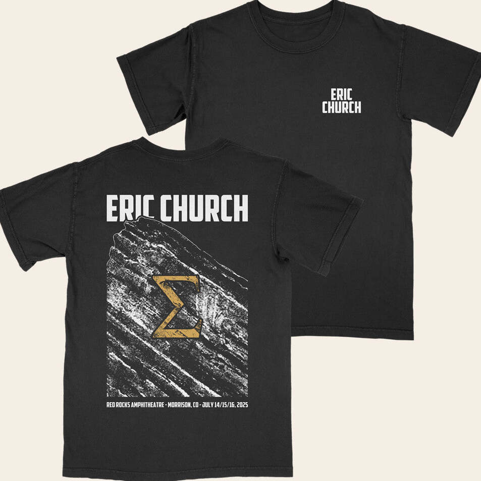 Eric Church Merch Red Rocks Event T-Shirt Black Gifts For Dad Birthday Gifts For Besties