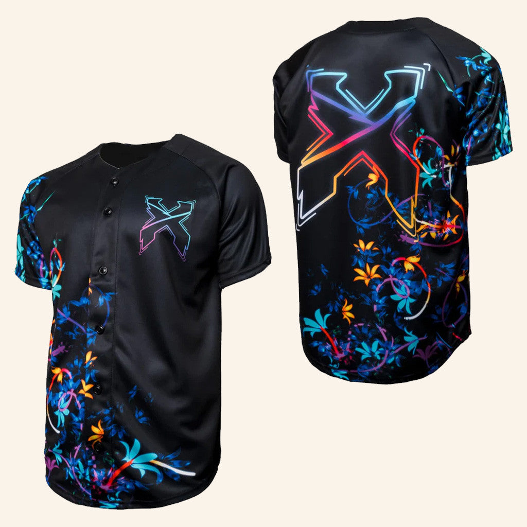 Excision Merch Excision Floral Baseball Jersey Black Gifts For Husband