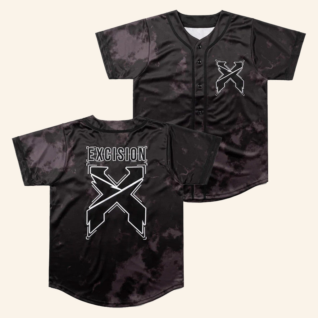 Excision Merch Headbanger Tie Dye Baseball Jersey Black Gifts For Friends
