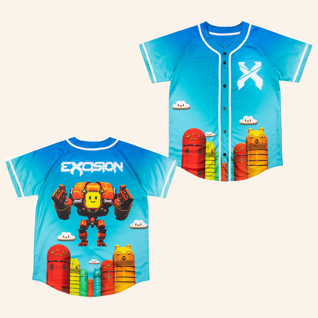 Excision Merch Home Robot Baseball Jersey Blue Present For Friends