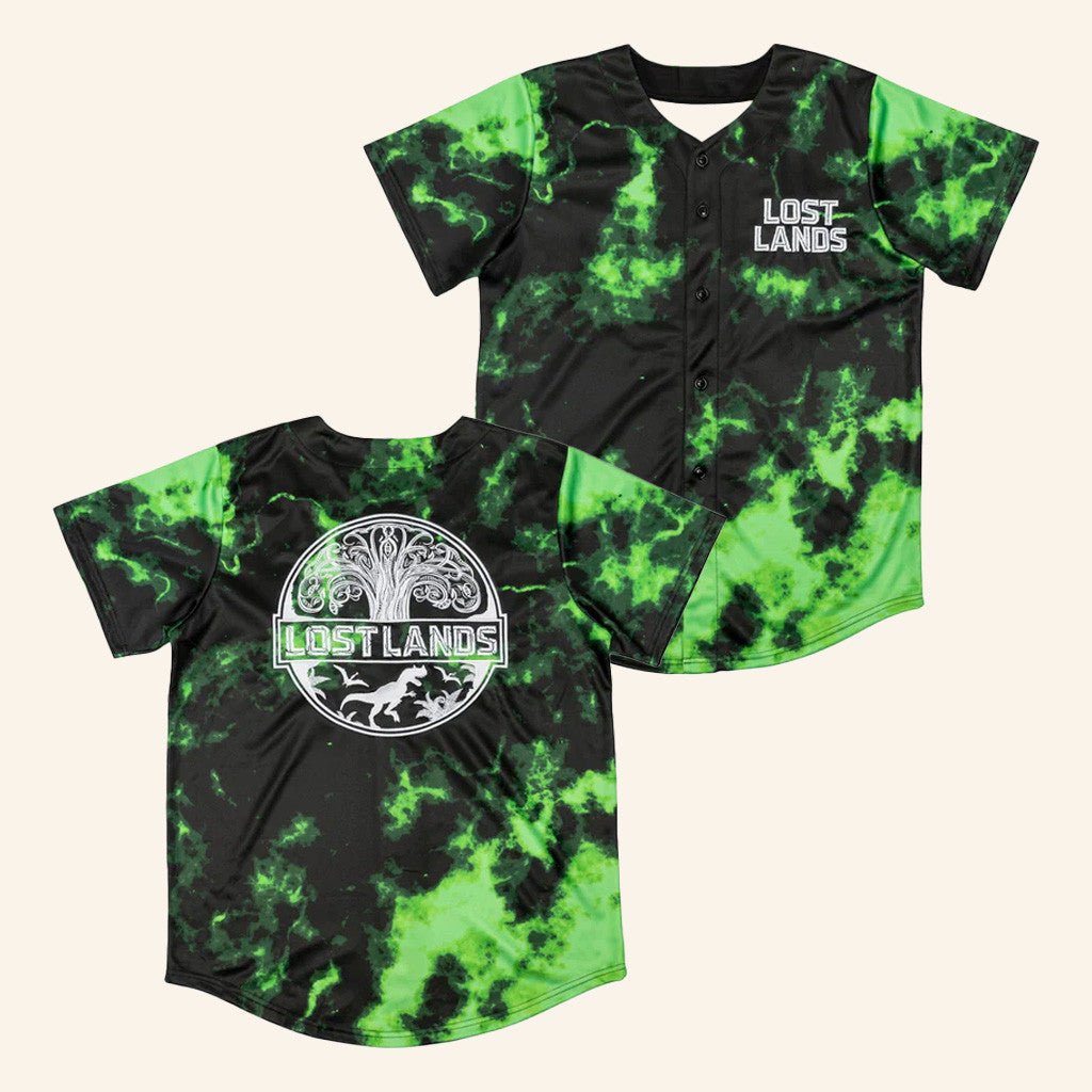 Excision Merch Lost Lands Tie Dye Baseball Jersey Green Gifts For Him