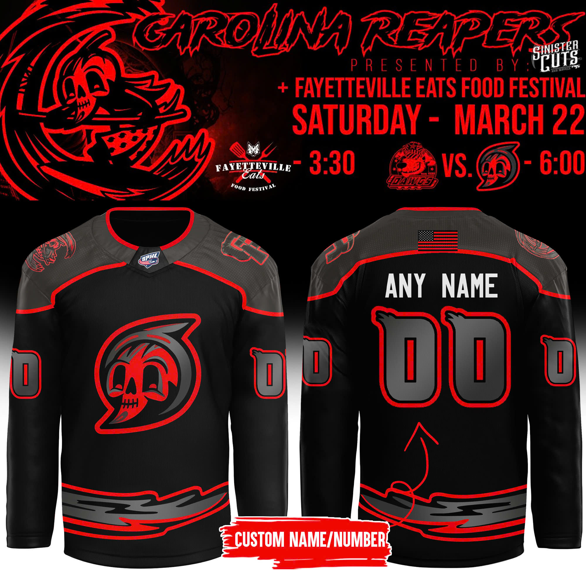 Fayetteville Marksmen X Carolina Reapers Custom Jersey 2025 Fan Merch