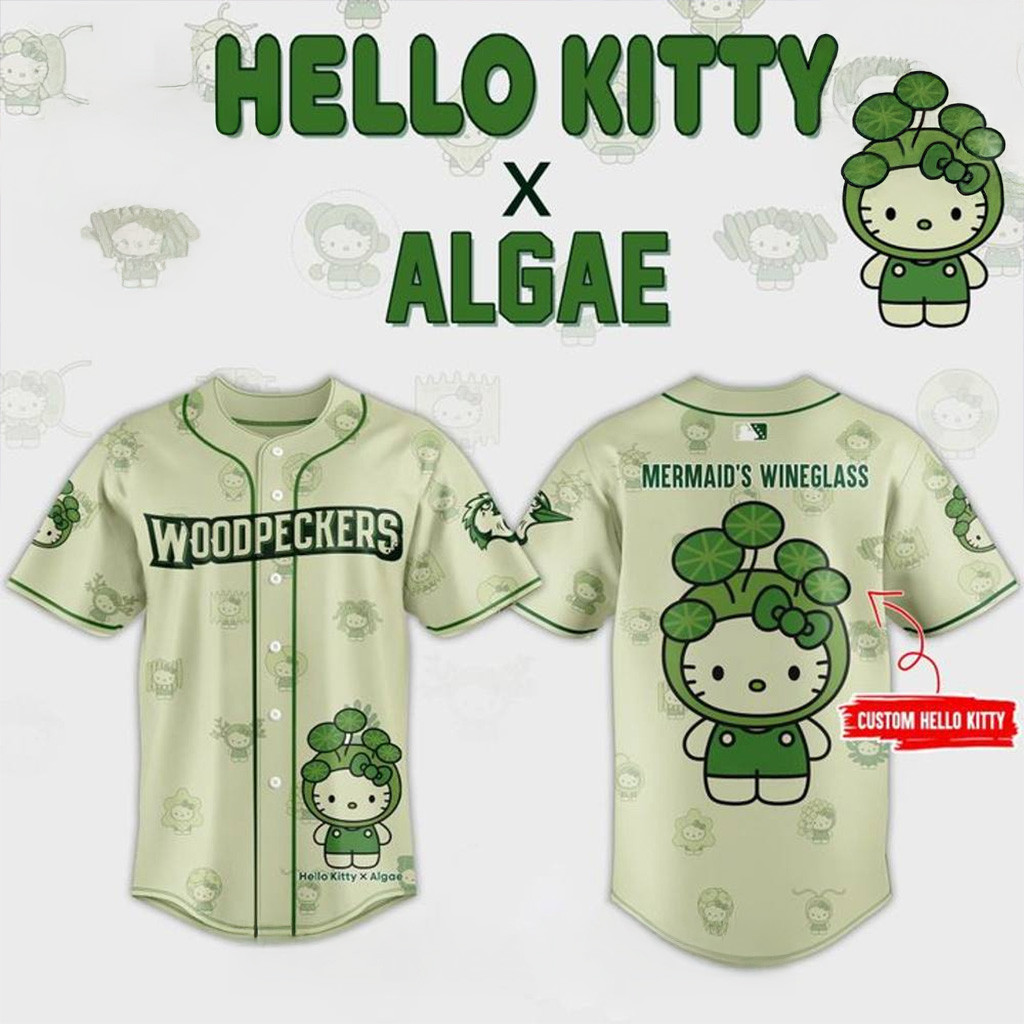 Fayetteville Woodpeckers x Algae Hello Kitty Special Baseball Jersey Gifts For Her