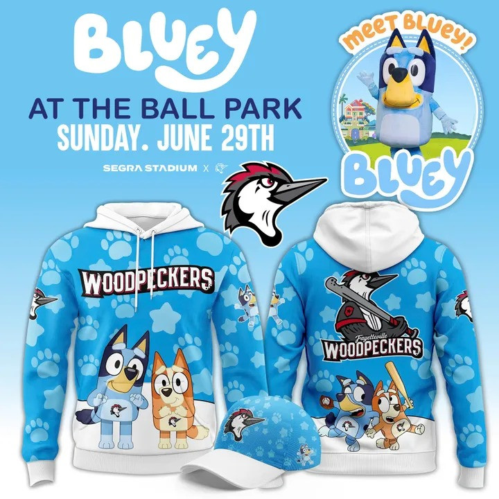 Fayetteville Woodpeckers x Bluey Day Hoodie 2025 Gifts For Baseball Fans