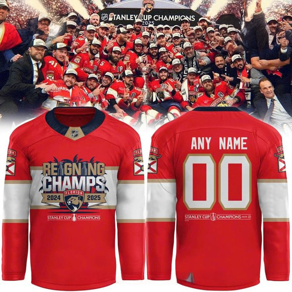 Florida Panthers 2025 Stanley Cup Champions Hockey Jersey Florida Panthers Merch For Fans