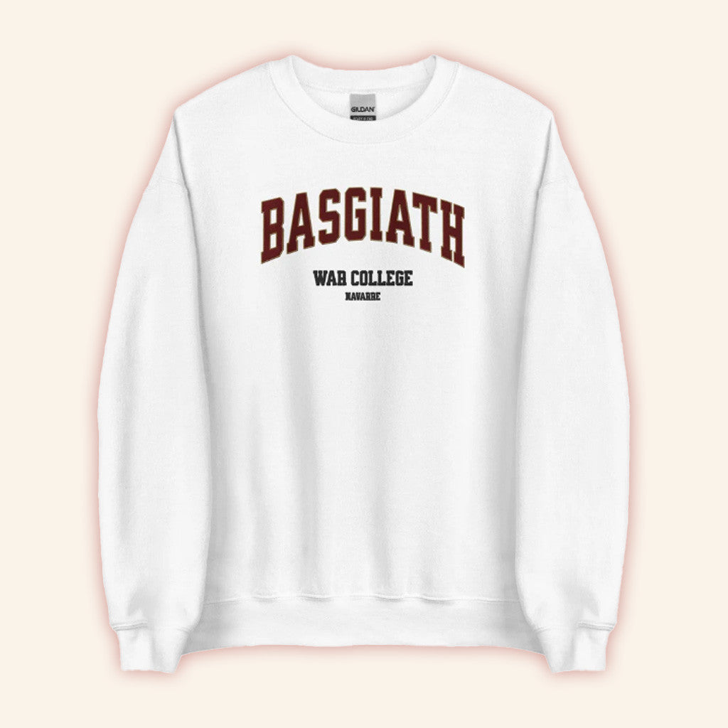Fourth Wing Merch Basgiath War College Embroidered Sweatshirt White Gifts For Her