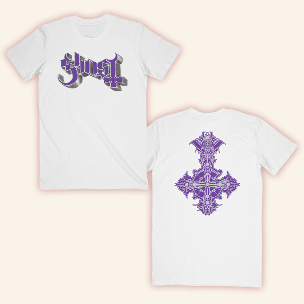 Ghost Merch Skeleta 2025 Chrome And Purple Skeleta T-Shirt Gifts For Music Fans