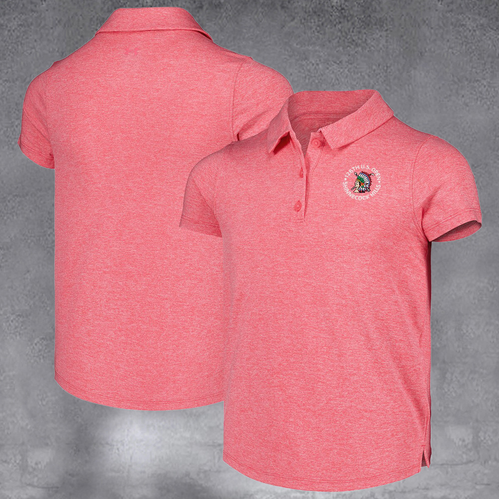 Girls 2026 U.S. Open Under Armour Pink Aura Heather Polo Good Gifts For Grandpa