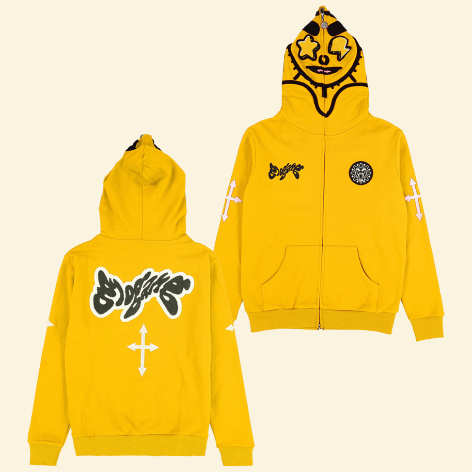 Glo Gang Hoodie Glo Gang Yellow Full Zip Hoodie Best Father's Day Gifts For Friends