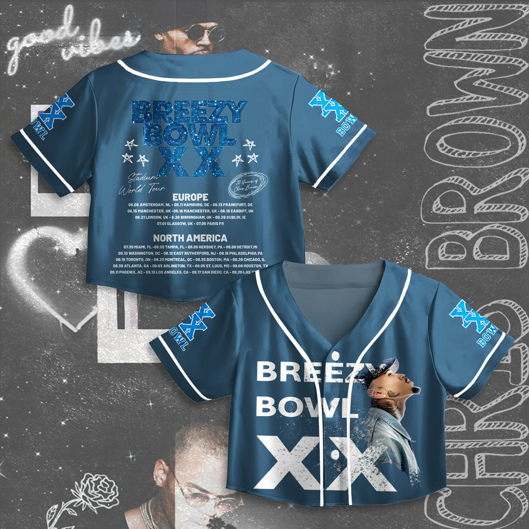 Global Superstar Chris Brown Breezy Bowl XX' World Tour Crop Top Jersey Musical Gifts For Adults