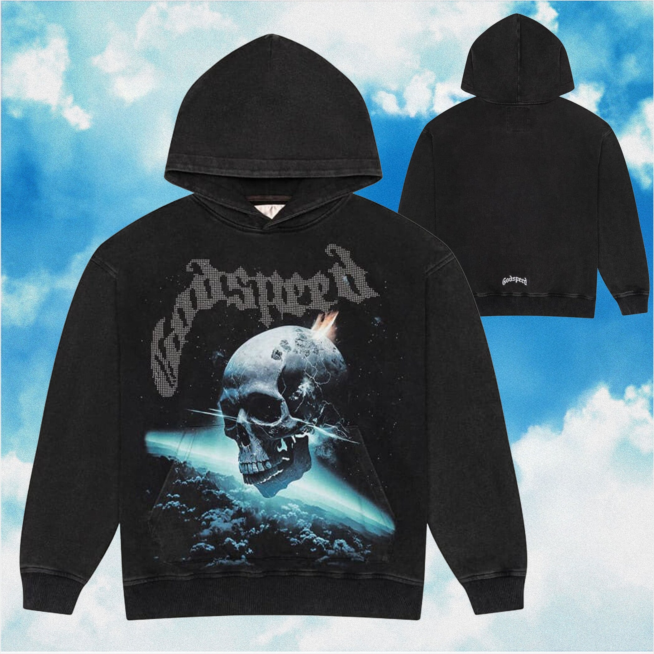 Godspeed Hoodie C.O.T.F Skull Black Washed Hoodie Streetwear Clothing Gifts For Best Friend