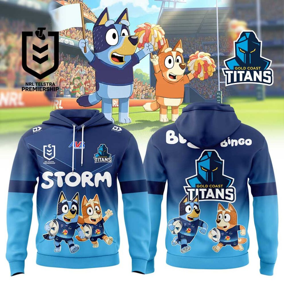 Gold Coast Titans Bluey And Bingo Hoodie Presents For Football Lovers