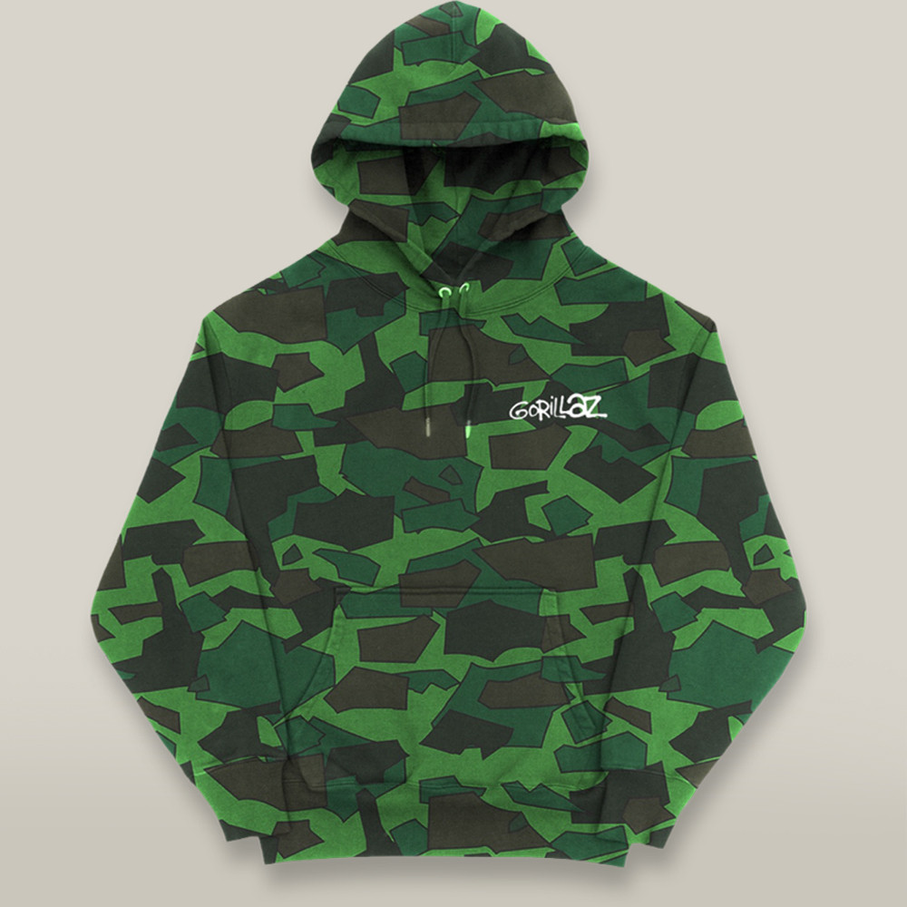 Gorillaz Merch Camo Hoodie Best Verteran Gift For Music Band Lovers