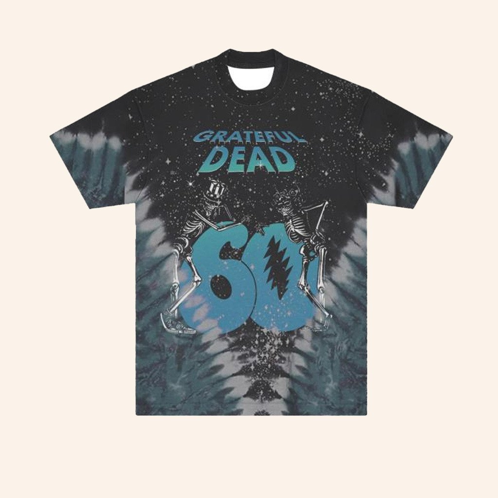 Grateful Dead Merch Skeletons 60Th Sky Tie Dye T-Shirt Gift Ideas For Fans
