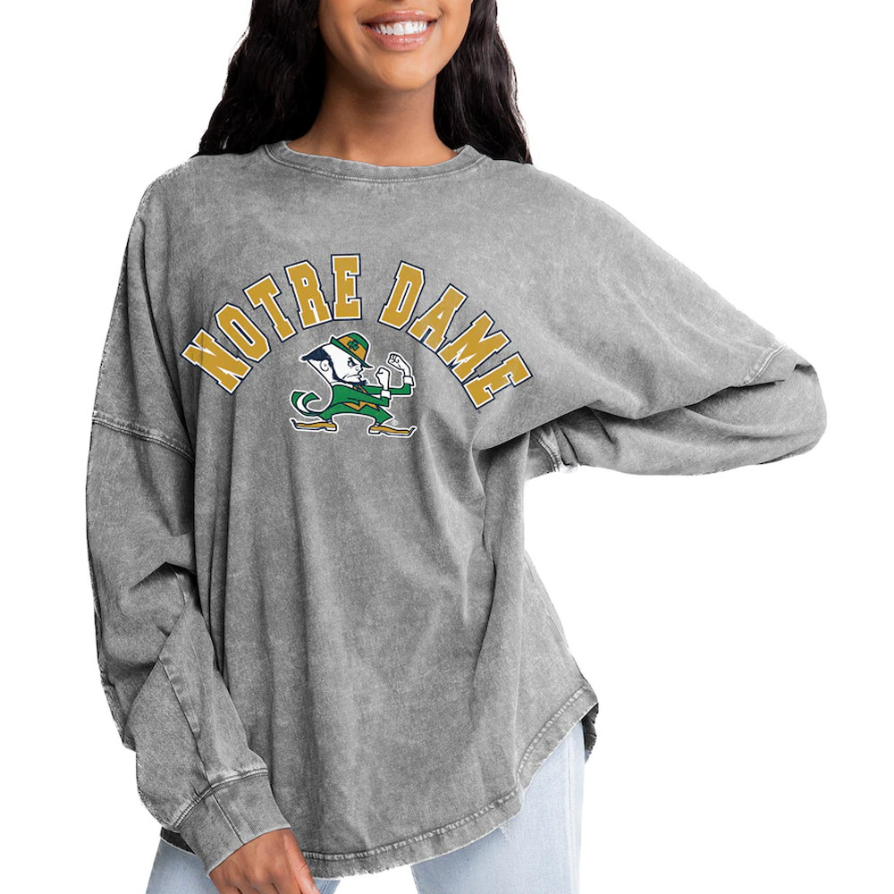 Gray Notre Dame Fighting Irish Faded Wash Sweatshirt Presents For Football Lovers