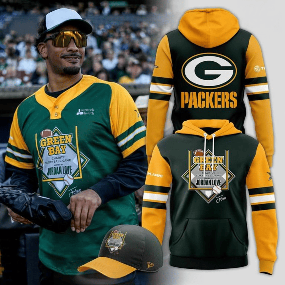Green Bay Charity Softball Jordan Love Dark 2025 Hoodie Fathers Day Gift From Daughter