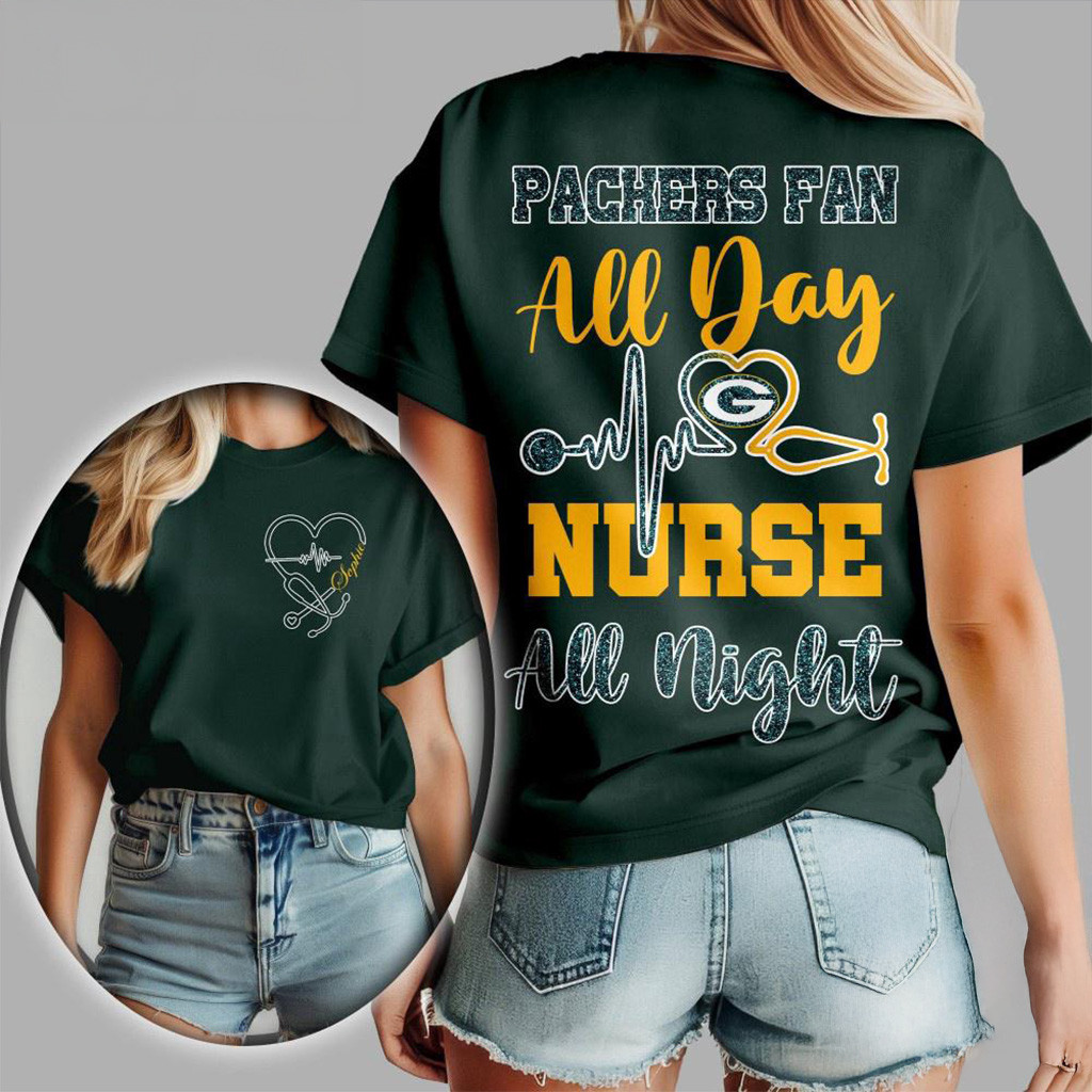 Green Bay Packers NFL All Day Nurse All Night Shirt Packers Merch Presents For Football Fans