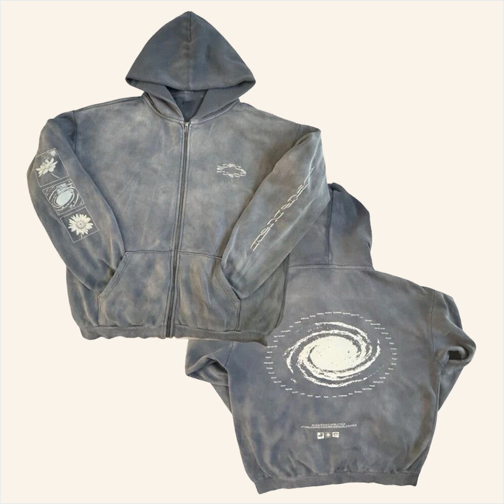 Grey Zip Hoodie Rufus Du Sol Inhale Exhale Tour Merch Gifts For Husband Birthday Gift Ideas