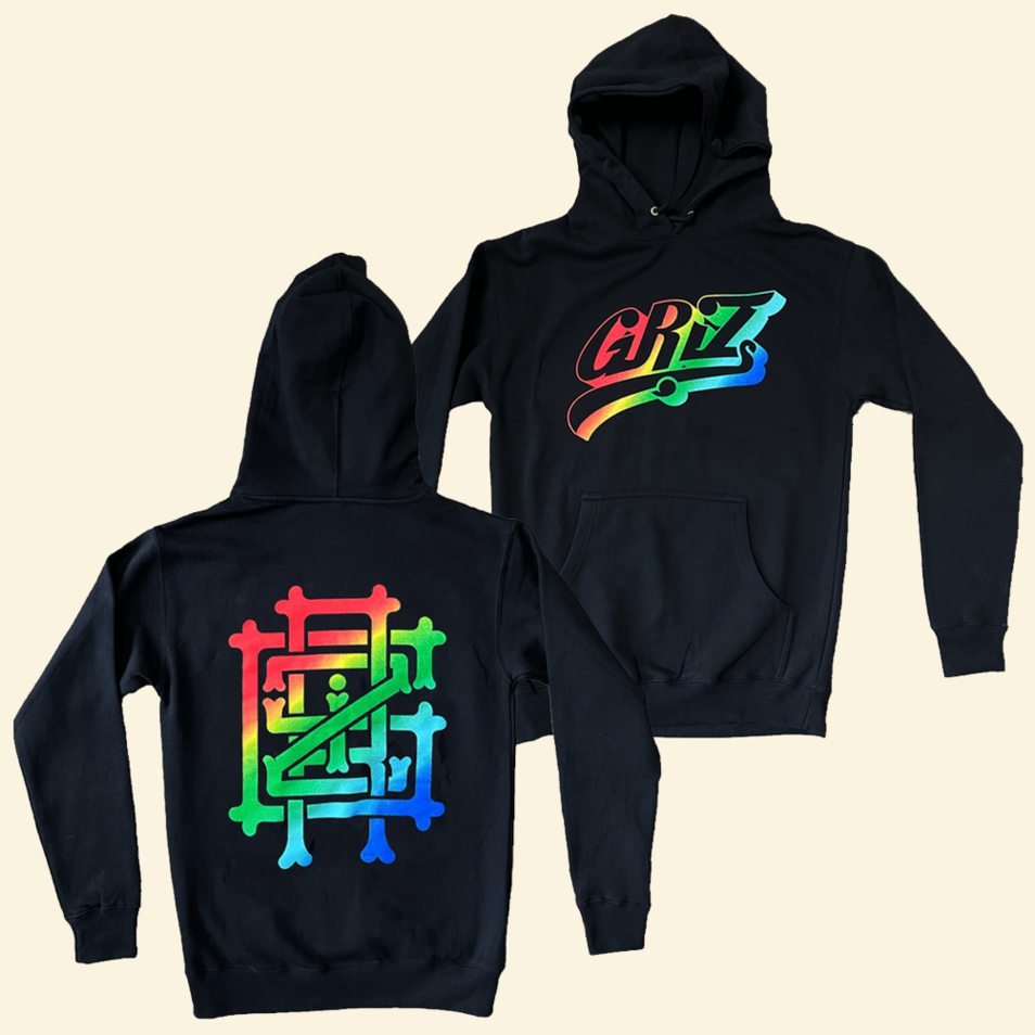 Griz Essentials Rainbow Swoop Logo Hoodie Griz Merch Gifts For DJ Fans Gifts For Friends