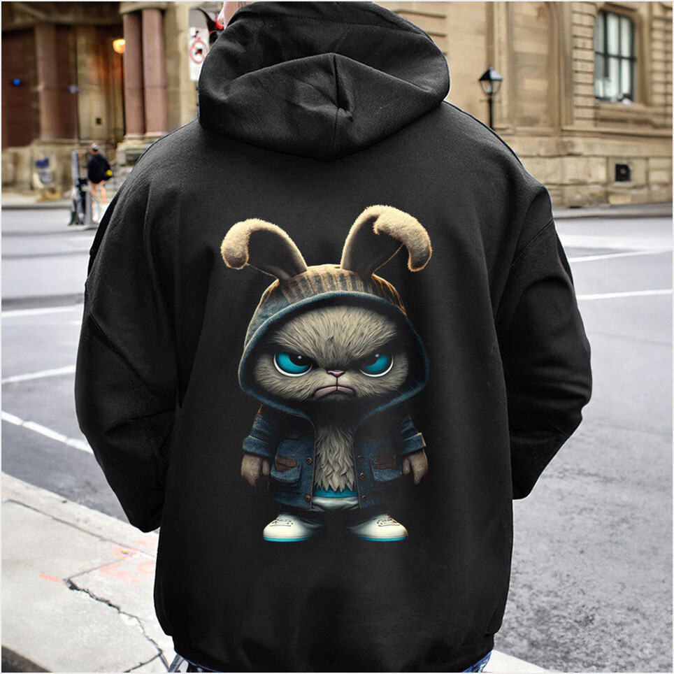 Grumpy Rabbit Hoodie Cute Graphic Hoodie Christmas Birthday Gifts 2024 Ideas BFF Gifts Ideas