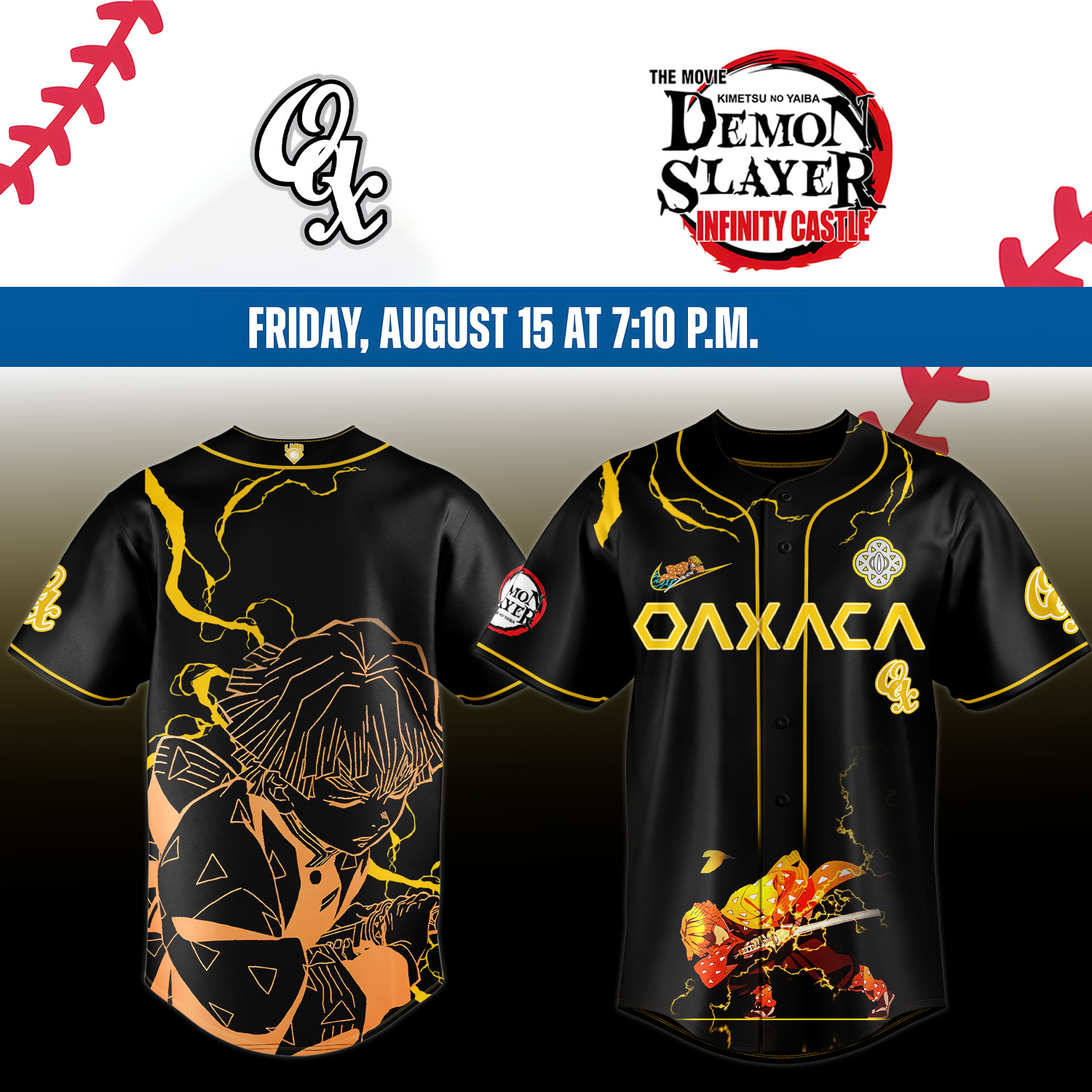 Guerreros De Oaxaca X Demon Slayer Agatsuma Zenitsu Jersey Gift Ideas For Baseball Players
