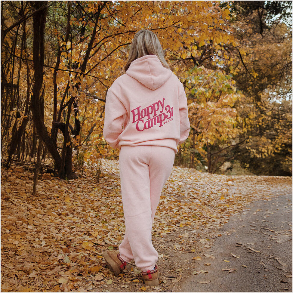 Happy Camper Pink Hoodie Happy Camper Sweatshirt Mother's Day Gifts 2025 Gifts For Brother