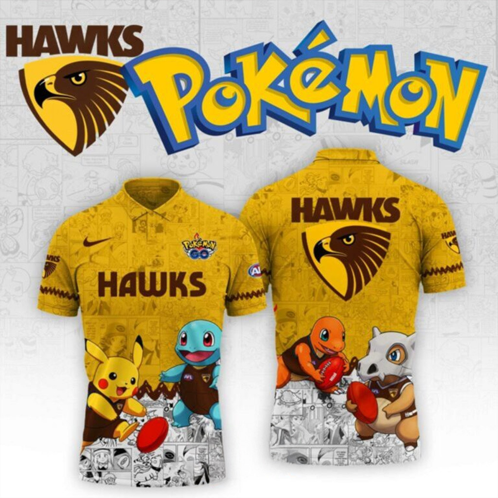 Hawks AFL Team Pokemon Polo Shirt AFL Merch Gifts For Fans