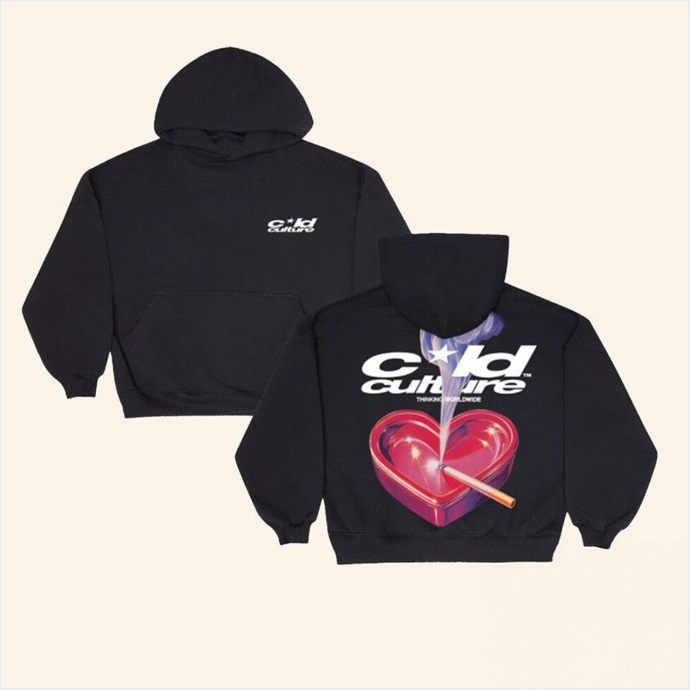 Heart Ashtray Hoodie Cold Culture Merch Black Present For Husband Best Friend Birthday Gifts