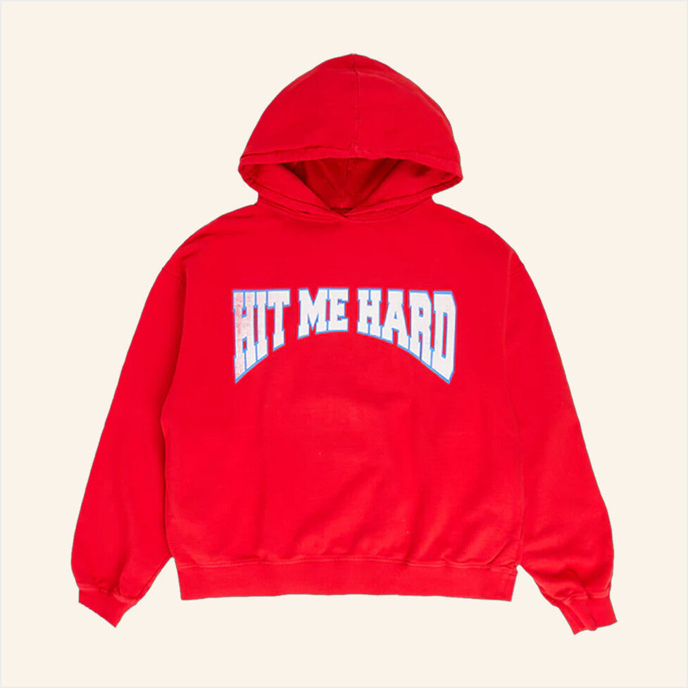 Hit Me Hard And Soft Red Hoodie Billie Eilish Merch Birthday Gifts For Friends