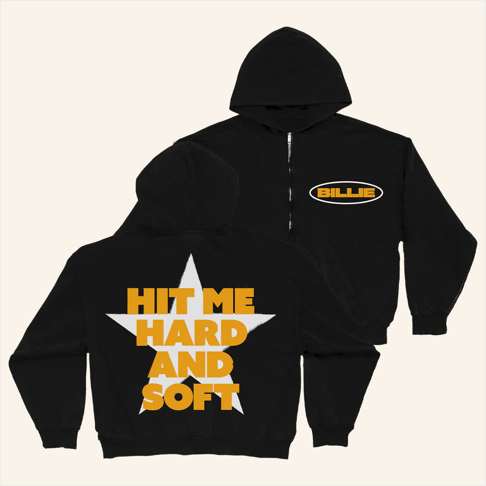 Hit Me Star Black Zip Hoodie Billie Eilish Merch Birthday Gifts For Husband BFF Gifts