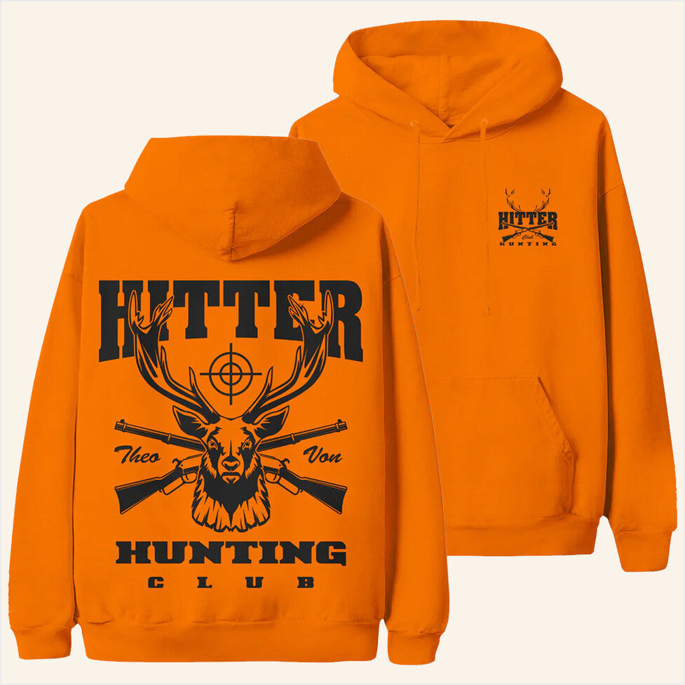 Hitter Hunting Club Orange Hoodie Theo Von Merch Gifts For Deer Hunters Gifts For Friends