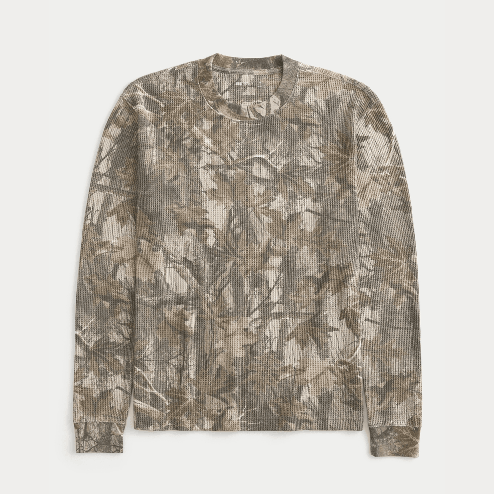 Hollister Camo Sweatshirt Hollister Co Long Sleeve Camo Thermal T-Shirt Trendy Streetwear Merch