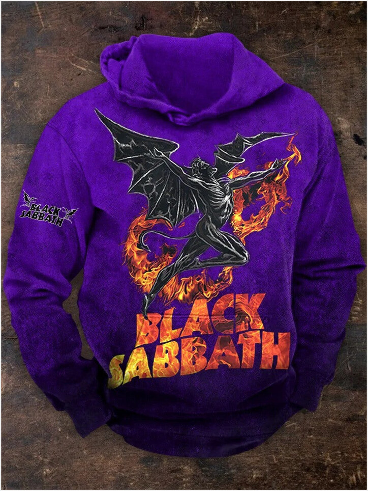 Hoodie Black Sabbath Merch Fire Gradiant Demon Black Sabbath Hoodie Rock Band Gifts For Fan