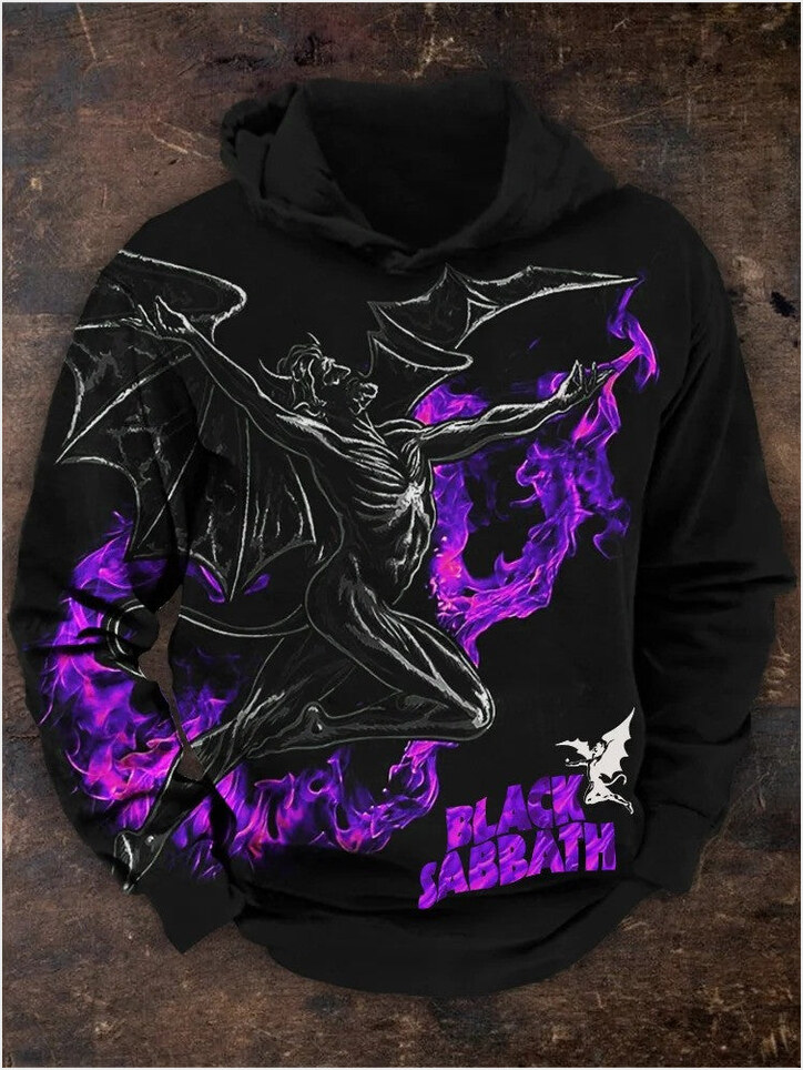 Hoodie Black Sabbath Merch Gradiant Demon Black Sabbath Hoodie Rock Band Fans Birthday Gifts