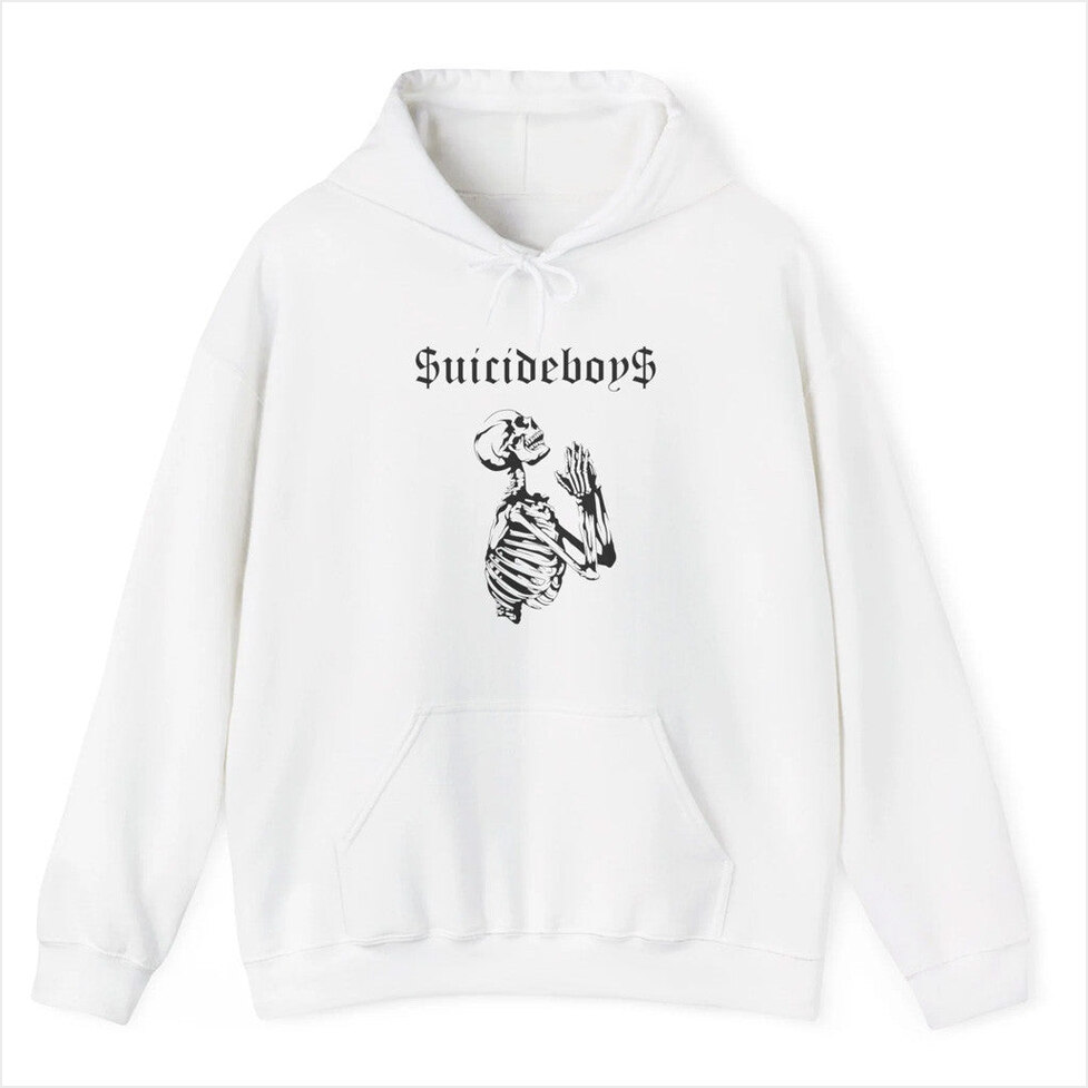 Hoodie Suicide Boys Merch SuicideBoys Praying Skeleton Hoodie White Birthday Gifts For Fans